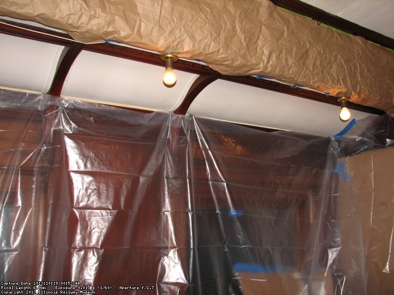 Plastic was hung to protect the dining room walls in the Ely