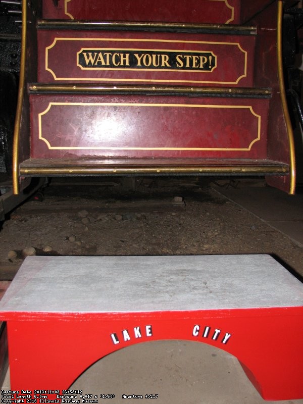Lake City step stool crafted by Wayne Baksic for use with the Lake City car