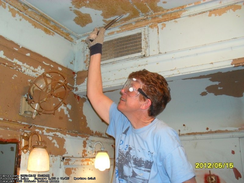 Nancy Ring was helping with  the job of scraping the old paint 5-15-12   