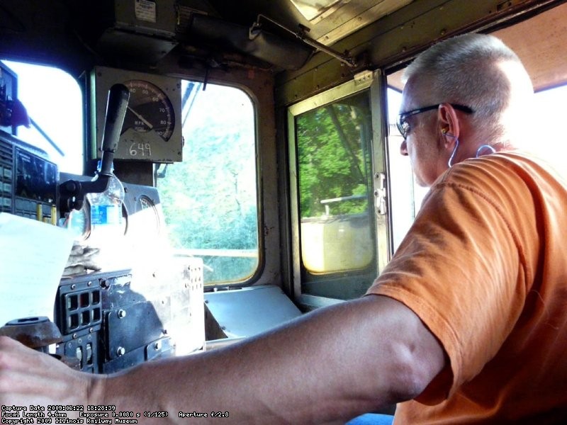 Engineer Dave Hawley handles the UP mainline enroute to the IRM on the UP's Belvidere Sub.
