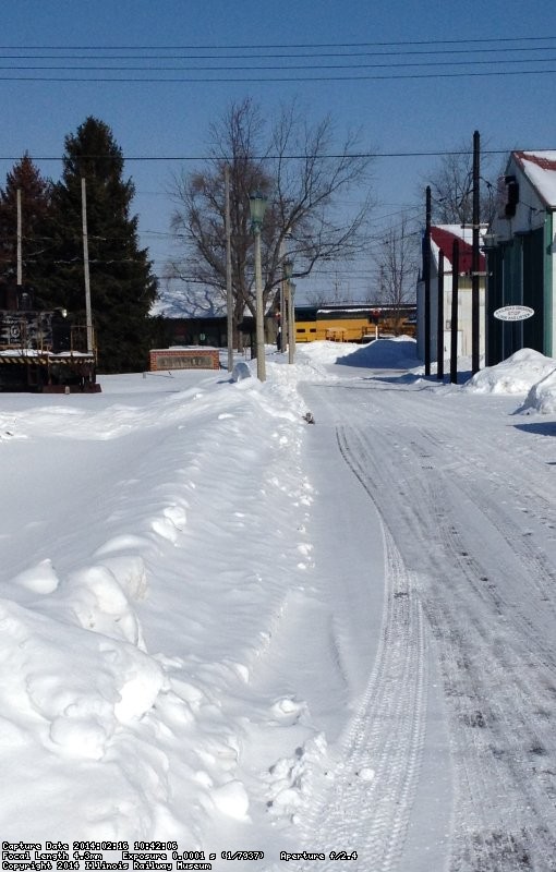Looking north toward the station with a 10 ft pile of snow by Barn 3 on 2/16/14 from Mike McCraren.