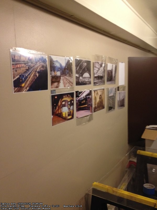 Work has started in Exhibit Car 2 laying out a photo history of Grand Central - Photo by Michael McCraren