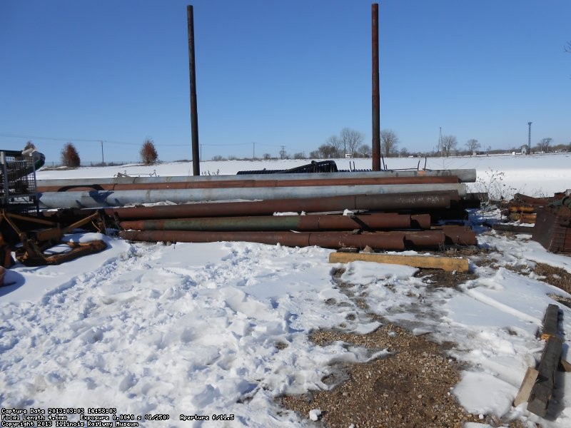 The steel pole storage pile.