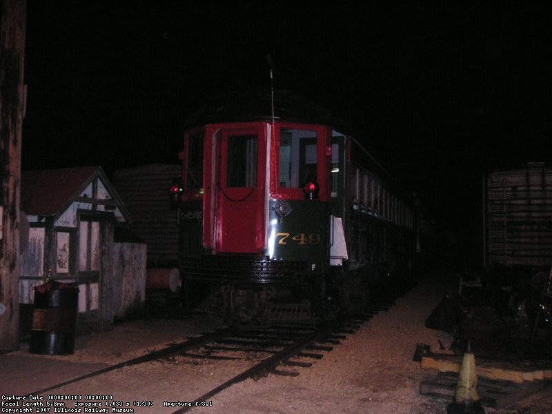 Car 749 on the rear of the 5 car train, sitting on the pit lead