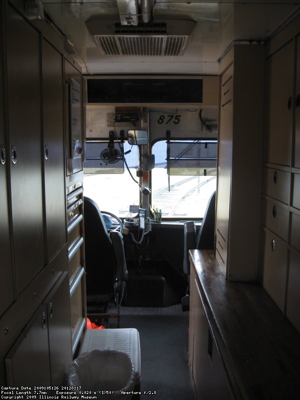 The inside of the truck, looking toward the driver