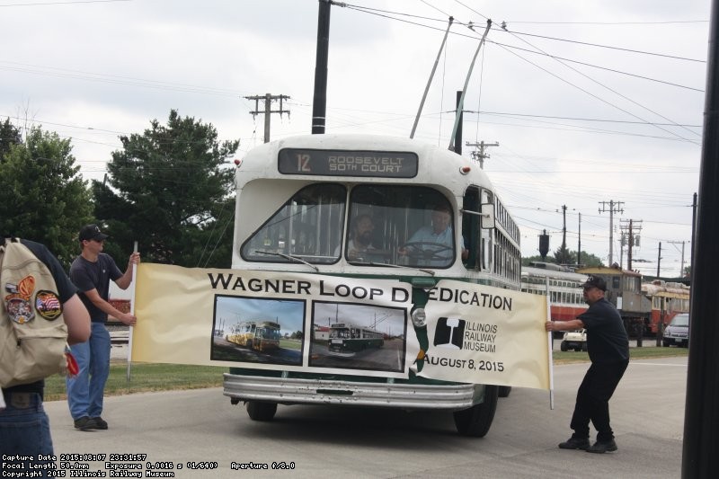 Bill Wagner at the Wheel of CTA Marmon-Herrington 9553 Officially Dedicates the Wagner Loop.
