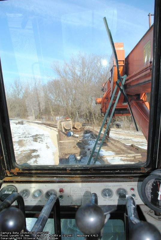 Lookin' out the cab of the Model 50 Burro