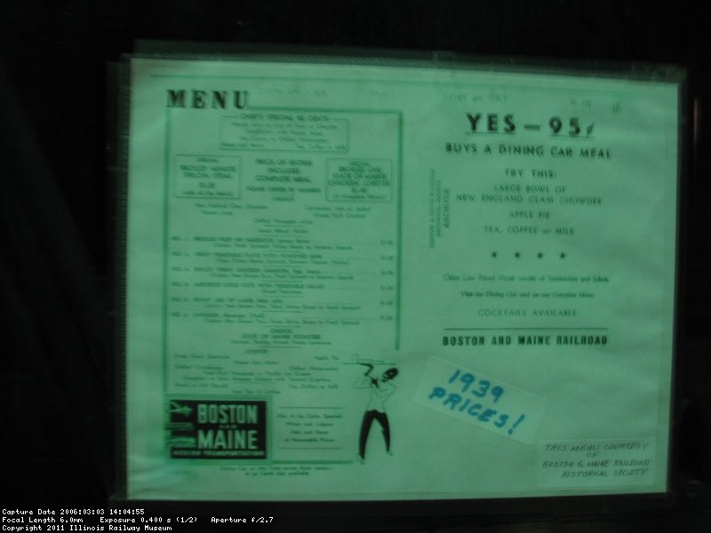 B&M menu 1930s