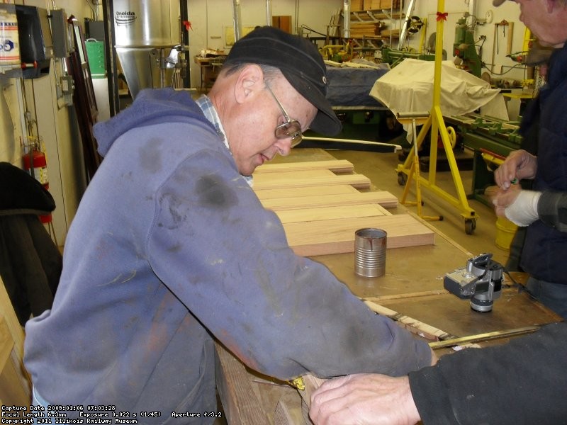 Vic Humphreys working on wood project