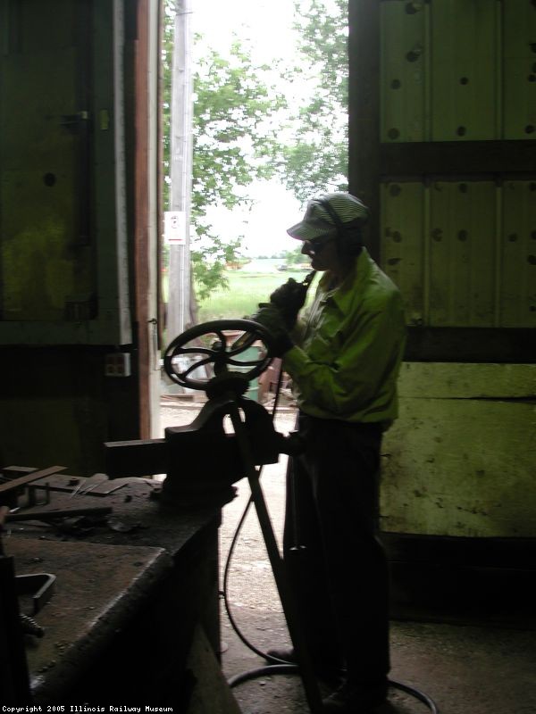 Richard Koch working on a brake wheel, June 2000