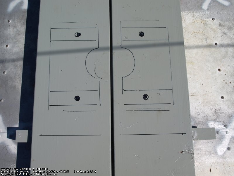 Markings for cut out for the bottom of trolley base.