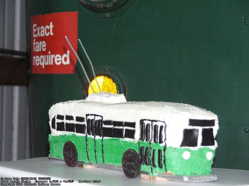 Glenn was honored with a special Trolley Bus cake designed by Julie Piesciuk (10/01/2005).