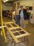 12.20.06 - JOHN NELLIGAN & BOB KUTELLA COMPLETE THE MORTISES AND TENONS ON A NEW DOOR.  THEY ARE VERY HAPPY THAT IT FIT!