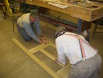 12.13.06 - JOHN NELLIGAN AND BOB KUTELLA ARE TESTING THE FIT OF THE MORTISES AND TENONS WHICH WERE JUST COMPLETED ON A NEW DOOR WHICH THEY ARE MAKING.