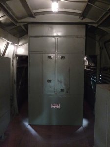 Looking forward from the very back door of the loco. This is the #2 electrical cabinet.