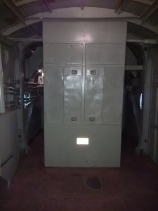 Standing at the front door, this is looking towards the electrical cabinet of the #1 engine. On an A unit, this is where the nose and cab would be.