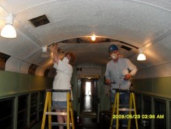 Shelly Vandershaegen and Wayne Baksic repairing ceiling in RI2582 May 2009(1024x768)