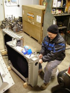 Jim West working on reassembling the HEP radiators