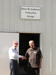 Congratulations Glenn on a lifetime of achievement and service to the Trolley Bus Department (10/01/2005).