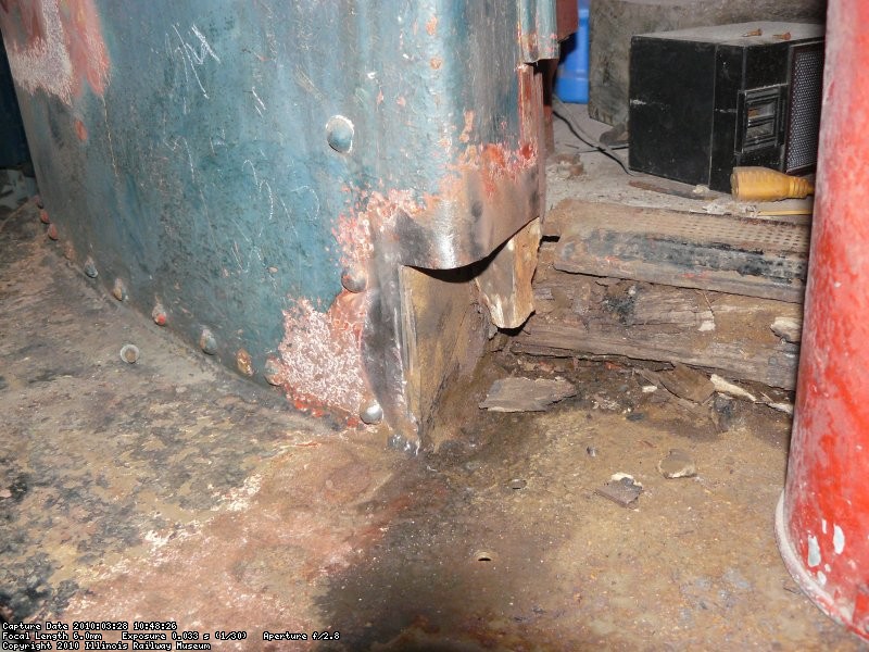 another corner post to be repaired on the west end of the car.