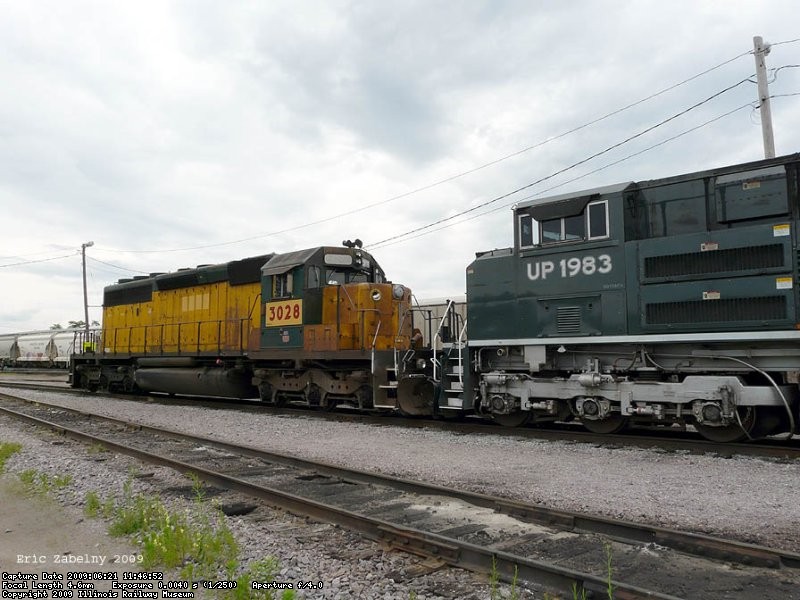 UP 3028 / CNW 6847 sits in good company with the Western Pacific Heritage Unit the day before it's arrival in Union