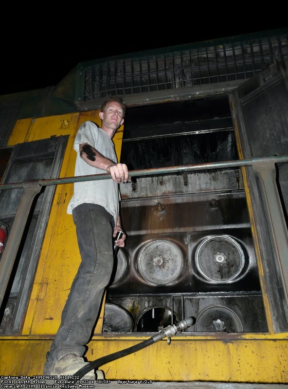 Jamie K pre lubing the locomotive.