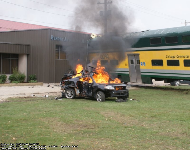 Flaming car test