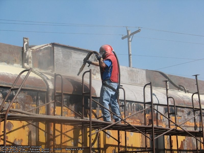 Warren sandblasting again at half past noon - Photo by Chuck Trabert