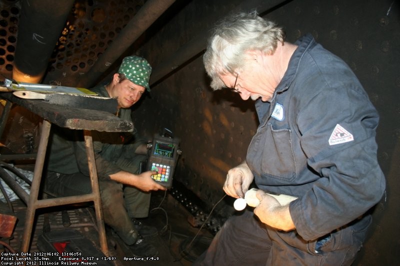 Tom and Collin thickness testing the arch tubes