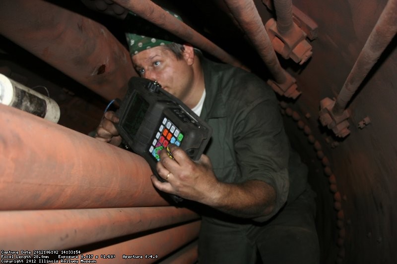 Testing the dry pipe inside the boiler