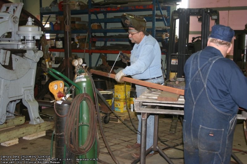 Dennis sets up to make the measuring bar