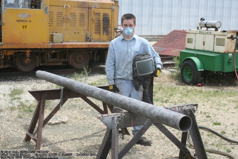 Phil preparing to sand blast