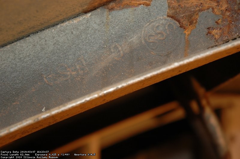 'USS' standing for US Steel Corp was found stamped on one of the roof support braces in the steam gen room. - DSC_8497.JPG