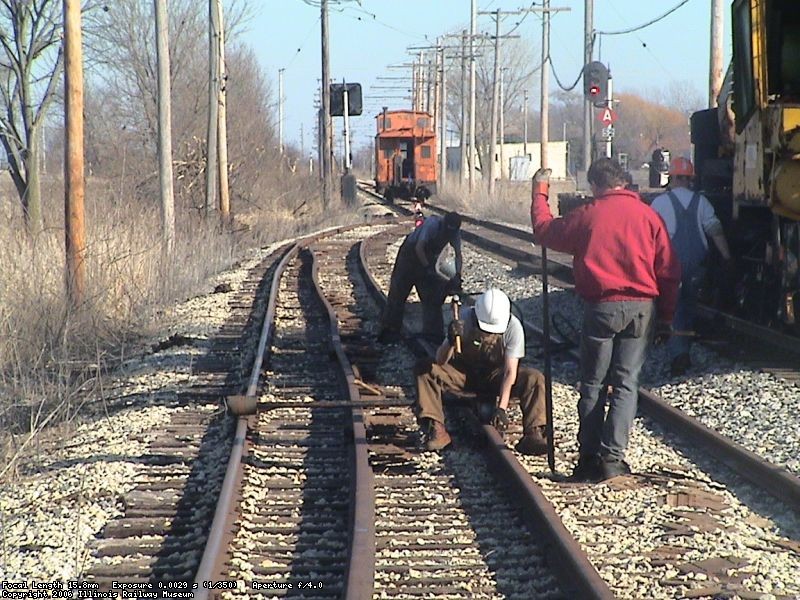 Setting spikes for gunning at Schmidt siding