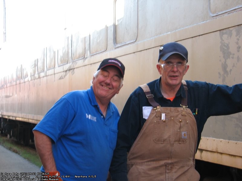 Mark Gellman and Ray Mormann taking a break from work on the Exhibit Cars exterior body work