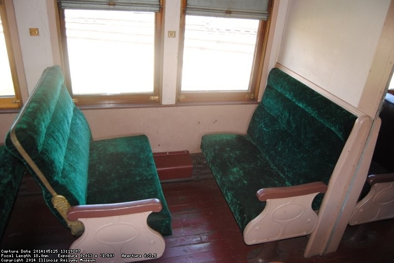 Green crushed velvet seats reupholstered by Shelly - Photo by Shelly Vanderschaegen