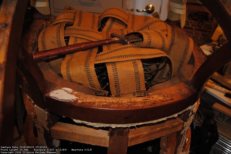 Santa Fe Lounge Car chair stripped down - Photo by Shelly Vanderschaegen