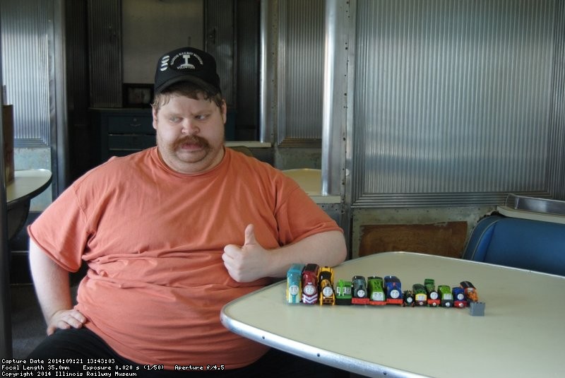 David Stepek displaying his newest Thomas cars - Photo by Shelly Vanderschaegen