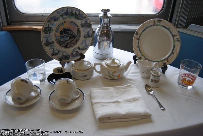 Railroad china and glassware on display for the reunion - Photo by Shelly Vanderschaegen