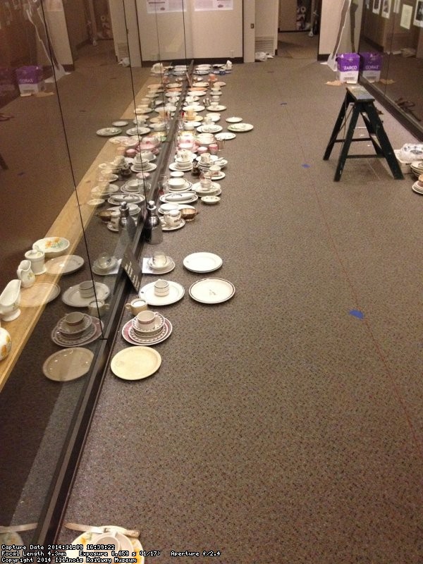 The china is laid out in position of where it will be displayed - Photo by Michael McCraren