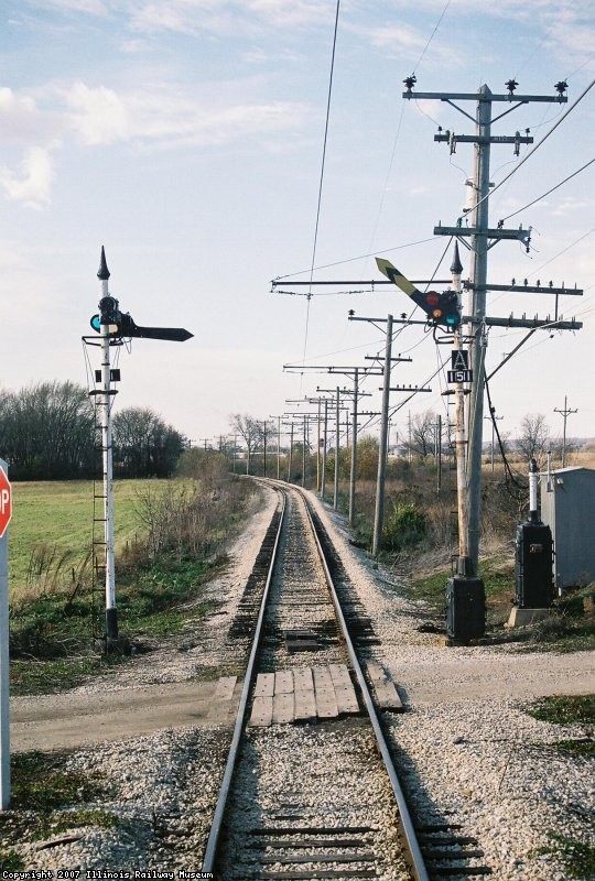 Signals 151 and 152 looking Westbound. GRS 2A Semaphores made left hand. From Joliet, IL, CRI&P RR