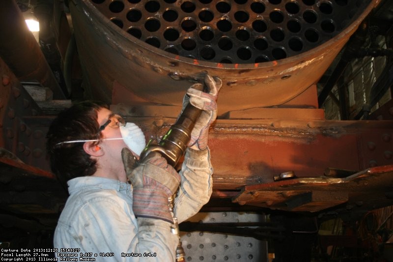 Phil caulking boiler rivets