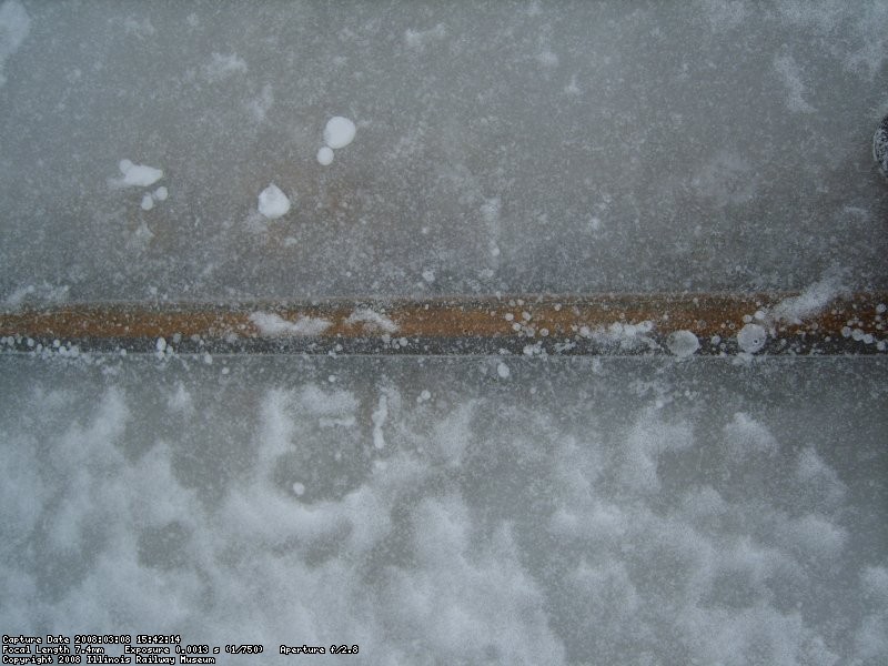 Rail cased in ice