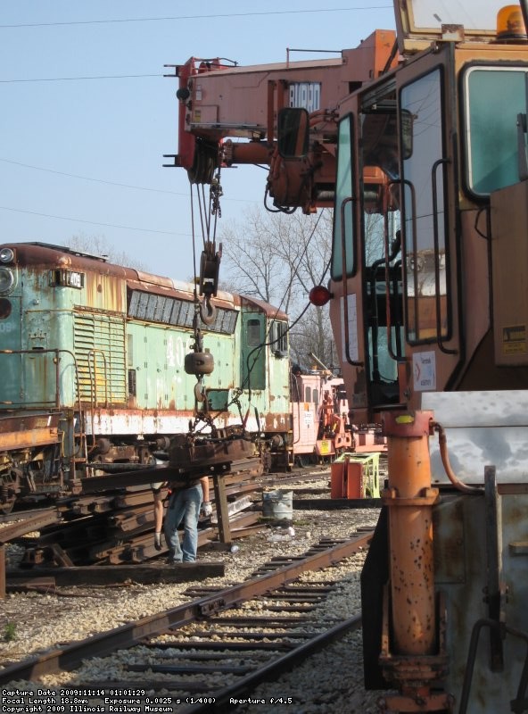Greg Frech and JD Marzec sort track material in Yard 11