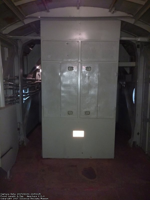 Standing at the front door, this is looking towards the electrical cabinet of the #1 engine. On an A unit, this is where the nose and cab would be.