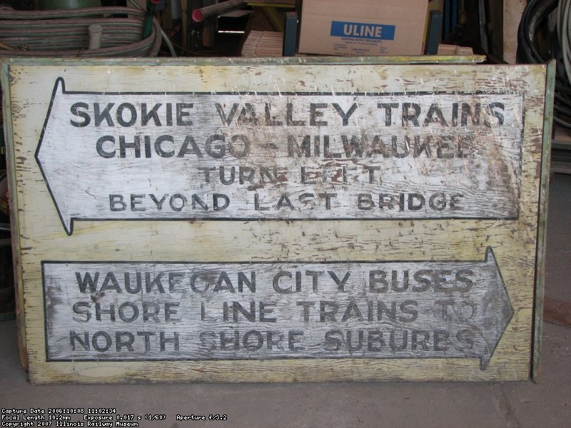 A North Shore Line sign from Great Lakes