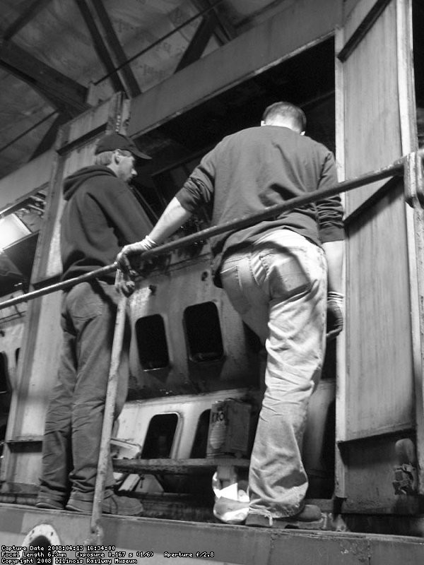 Adam Robillard and Eric Zabelny talk over their next move in hopes of freeing up the seized engine