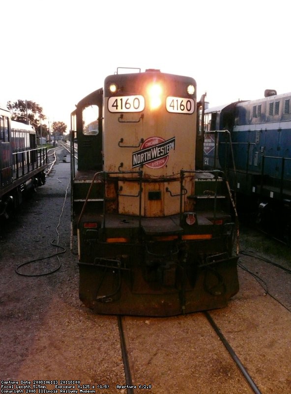 At the end of a very productive day, 4160 sits outside the carbarn looking much better than in the previous months