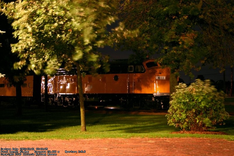 C&NW 411 awaiting it's next assignment in the dark