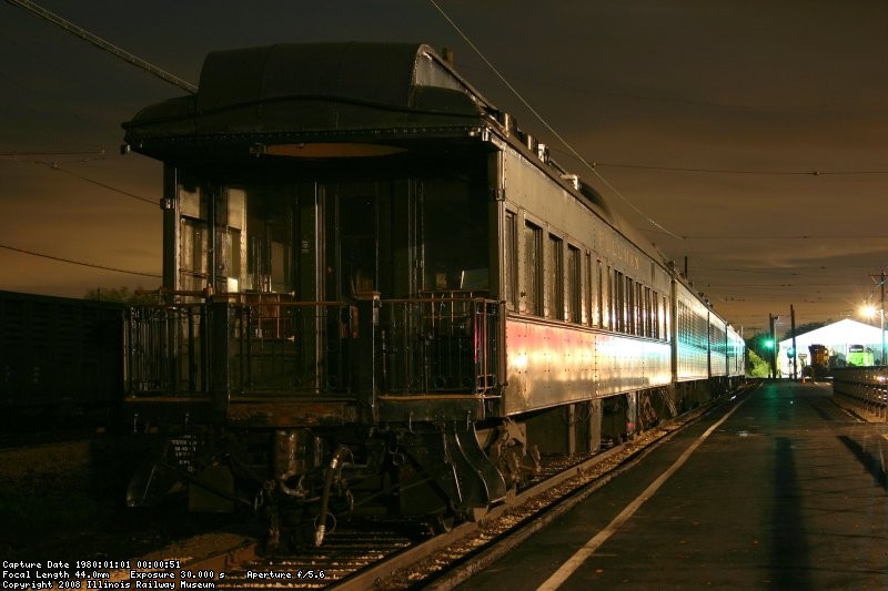 Pullman obs car "Inglehome" brings up the rear of the 7 car heavyweight train